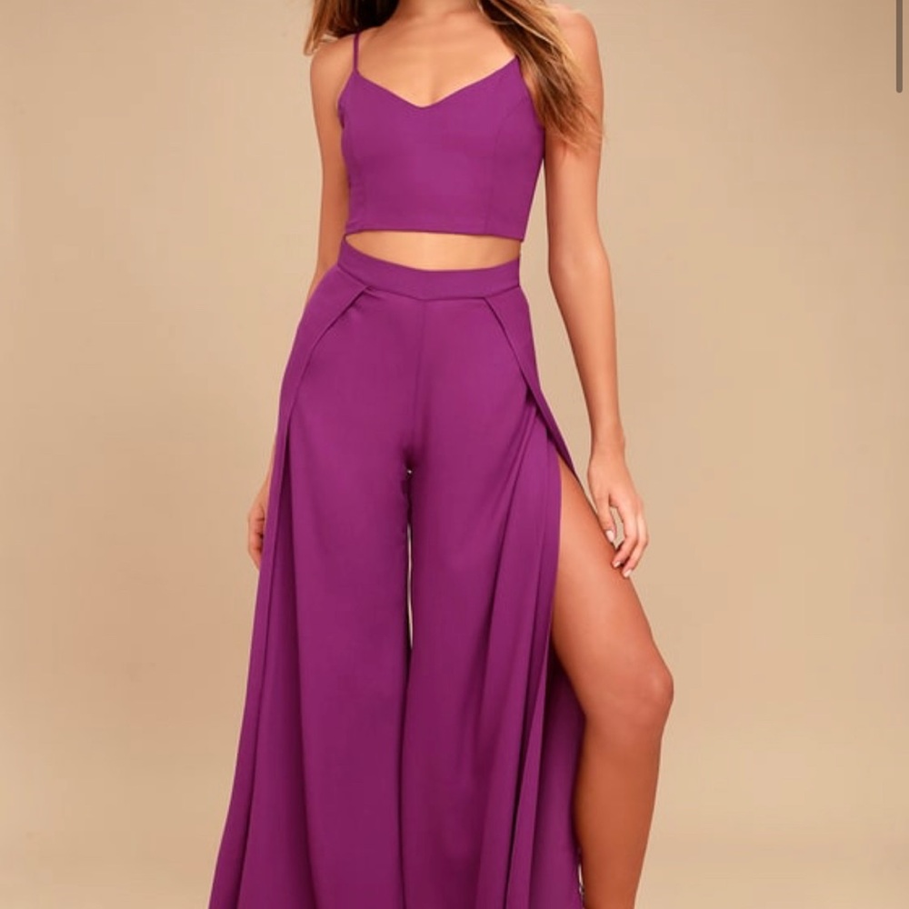 Lulus Out Tonight Magenta Two-Piece Jumpsuit - Magenta / Size: S